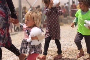 Iraqi girl shown here in one of the Iraqi refugee amps